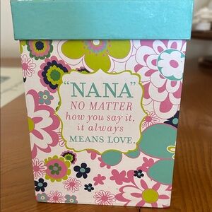 NANA Floral Keepsake Box in Aqua and Pink